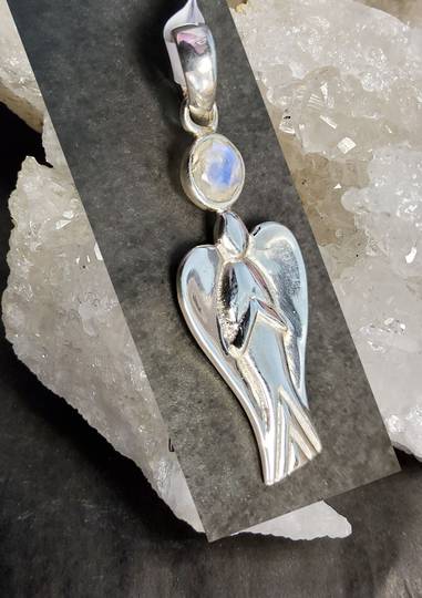 Sterling Silver Moonstone Angel Pendant